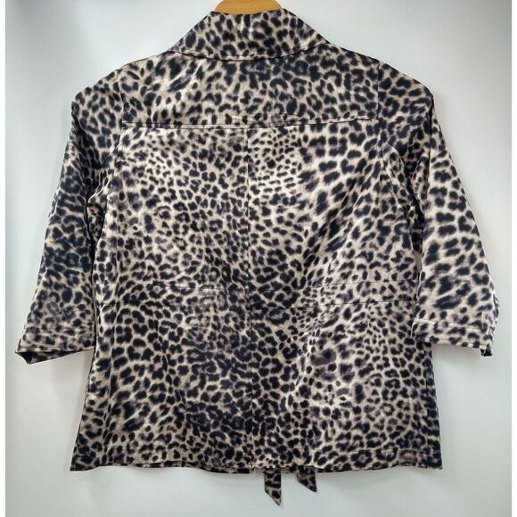 Dana Buchman 1X Animal Leopard Print Zip Lightweight Jacket Tie Waist‎ Pockets - Picture 10 of 13